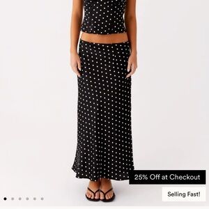 Peppermayo Black and White Polka Dot Maxi Skirt